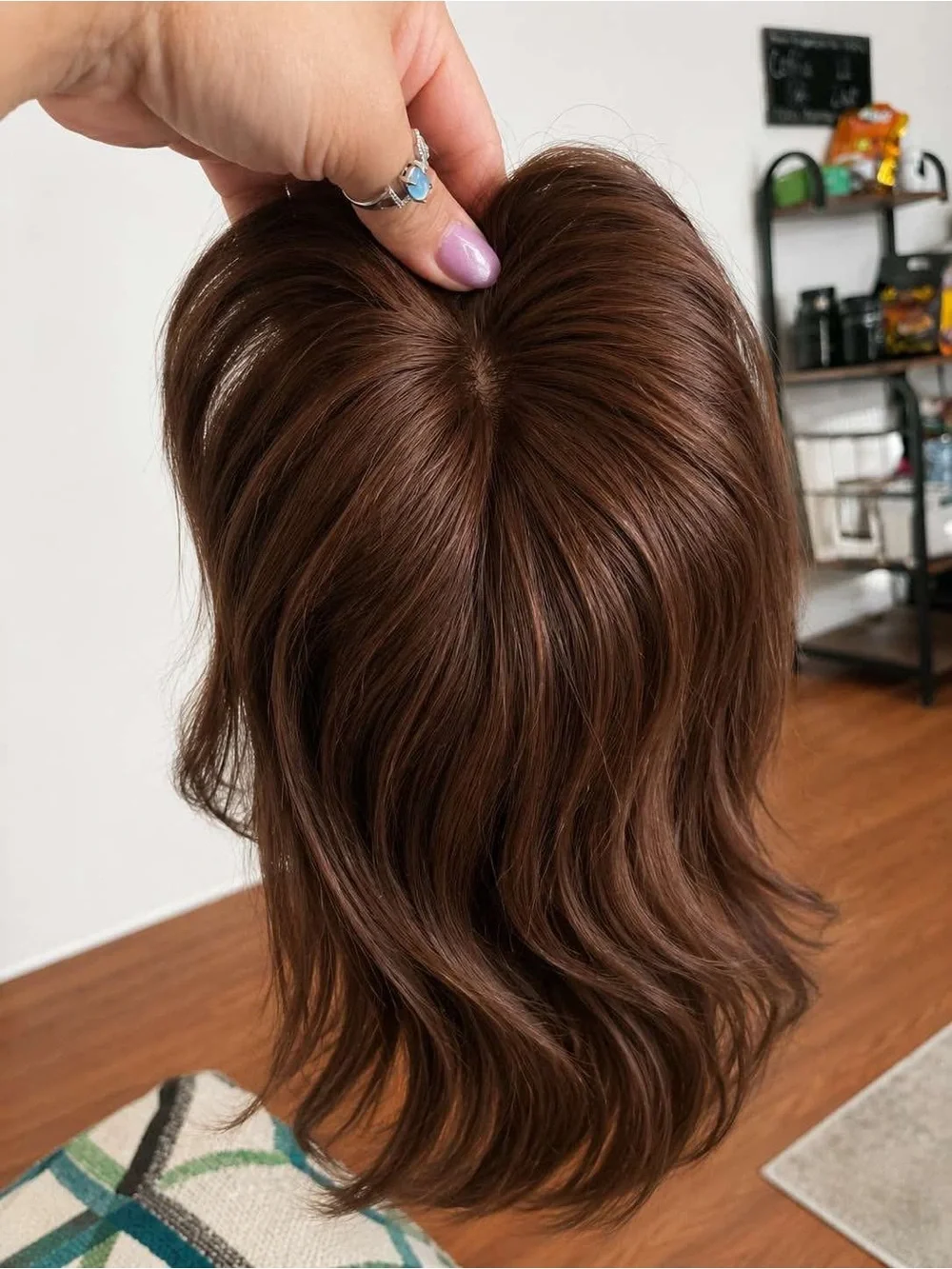 100 % real human hair topper chest nut color